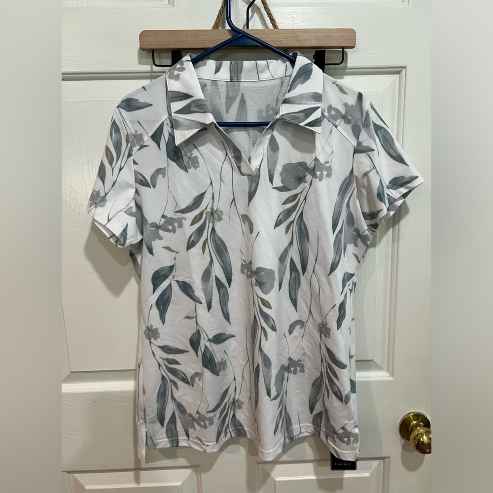 Women’s Ivicoer short sleeve collared V neck golf shirt with lapel collar